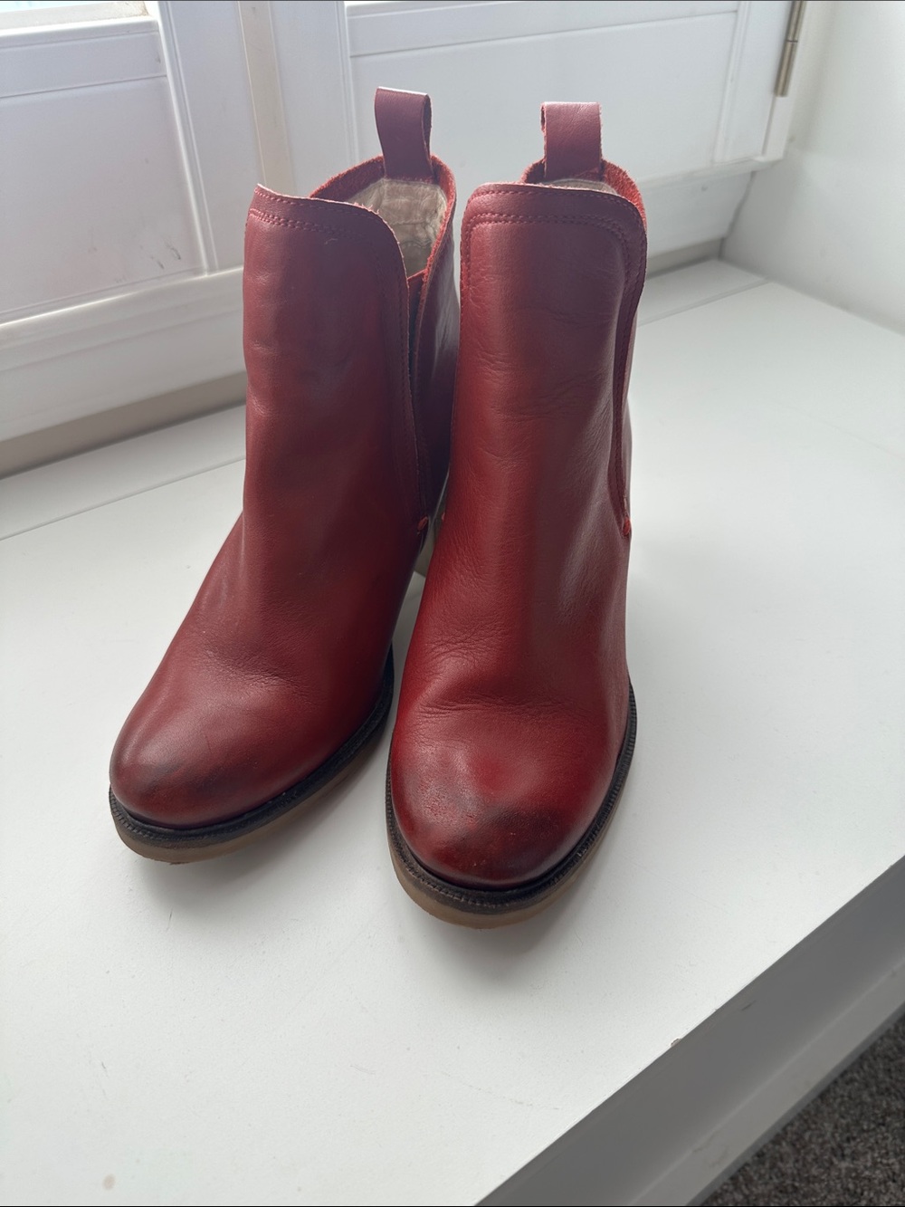 Bos. & Co. Red Leather Chelsea Ankle Boots